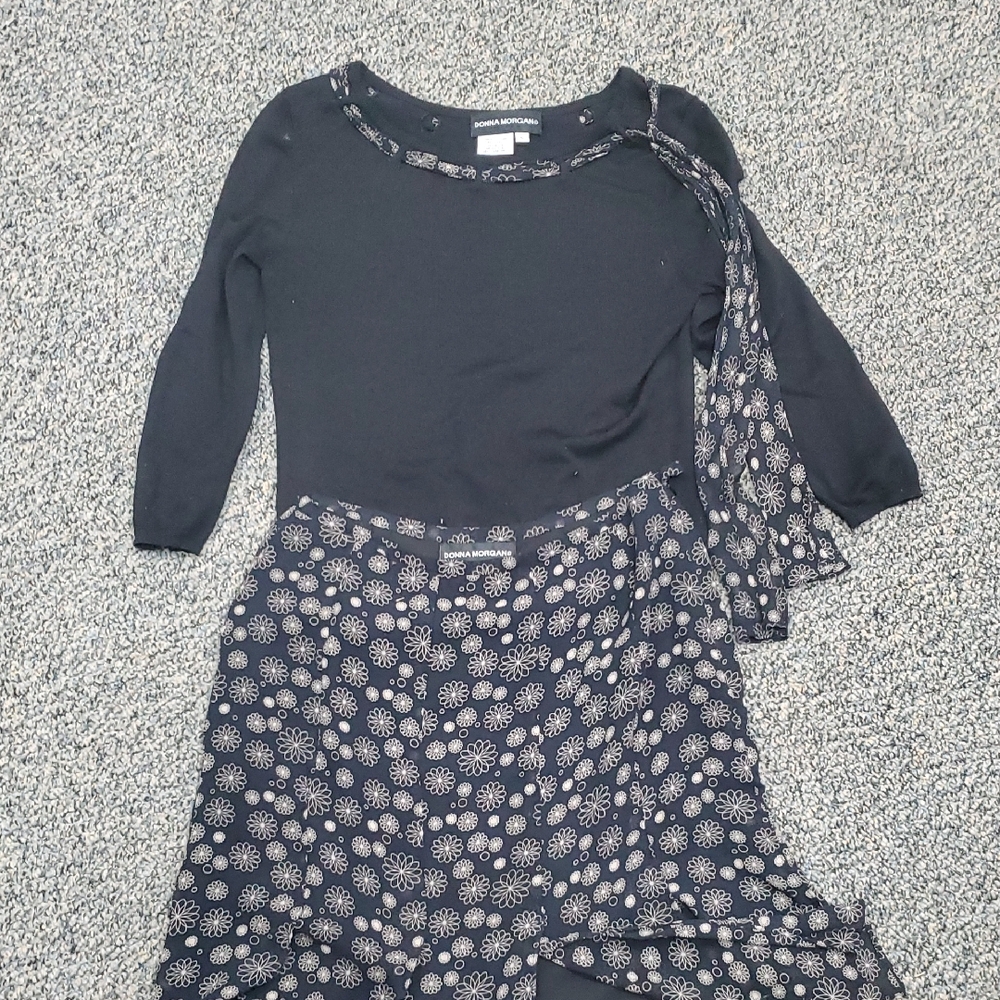 Donna Morgan Black and White Floral Skirt